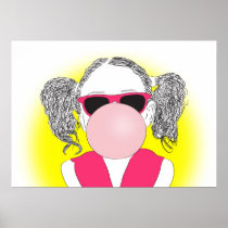 young girl with a bubble posters