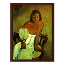 Young Girl With A Fan By Gauguin Paul Post Cards