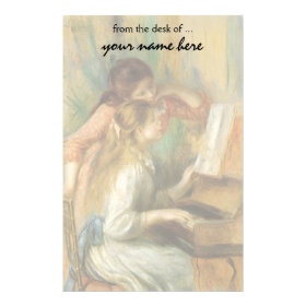 Young Girls at Piano by Renoir, Vintage Fine Art Custom Stationery