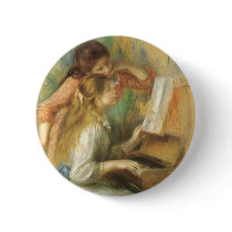 Young Girls at the Piano by Pierre Auguste Renoir Button