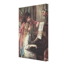 Young Girls at the Piano, Renoir Impressionism Art Gallery Wrap Canvas