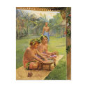 'Young Girls Preparing Kava' - Postcard