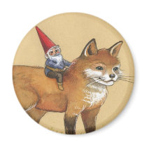 Young Gnome and Fox Refrigerator Magnets