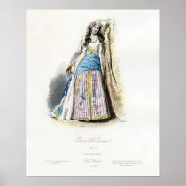 Young Greek Girl Traditional Costum Print