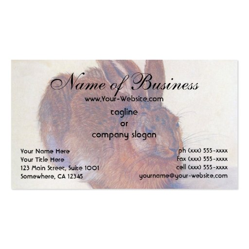 Young Hare by Albrecht Dürer Business Card (front side)