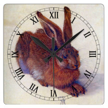 Young Hare by Albrecht Durer, Renaissance Art Square Wall Clock