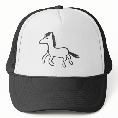 Young Horse Running in Black and White Sketch Hat by graphicdesigner
