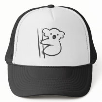 Young Koala in a Tree in Black and White Sketch Trucker Hat