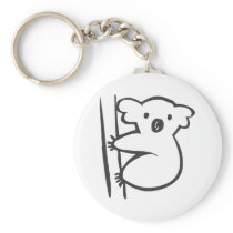 Young Koala in a Tree in Black and White Sketch Key Chain