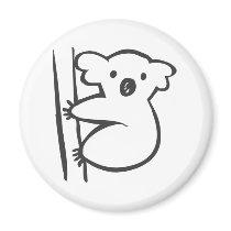 Young Koala in a Tree in Black and White Sketch Fridge Magnet