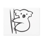 Young Koala in a Tree in Black and White Sketch Post Cards