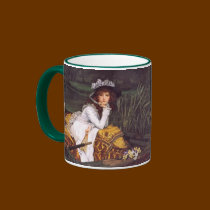 Young Lady & Her Pet Pug in a Boat by James Tissot mugs