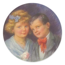 Young Love, Vintage Girl & Boy Valentine Portrait stickers by KahunaLuna Young Love, Vintage Girl & Boy Valentine Portrait stickers