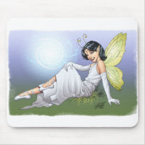 girl, magic, magical, elf, fairy, faerie, comic, art, al rio, anntennae, butterfly, wings, angel, dress, wizards, witches, Mouse pad com design gráfico personalizado