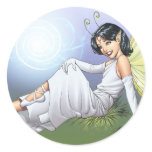 Young Magical Elf Fairy by Al Rio Round Sticker