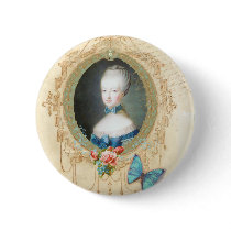 Young Marie Antoinette Ornate Button Pin