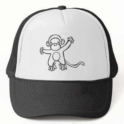 Cartoon Black And White Monkey. Young Monkey in Black and