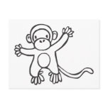 Young Monkey in Black and White Sketch Postcards