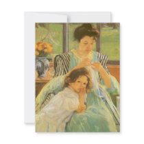 Young Mother Sewing by Mary Cassatt Custom Invites