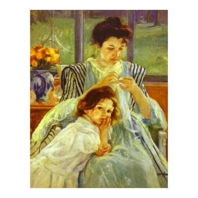 Young Mother Sewing print