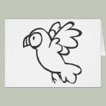 Young Parrot Flying in Black and White Sketch Greeting Cards