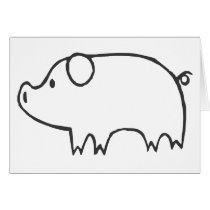 Young Pig in Black and White Sketch Cards