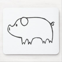 Young Pig in Black and White Sketch Mousepad