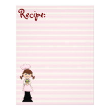 Young Pink Cook Recipe Paper Personalized Letterhead