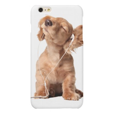 Young Puppy Listening to Music on Headphones Matte iPhone 6 Plus Case
