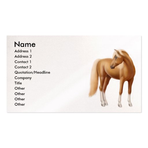 Young Sorrel Horse Business Card (front side)
