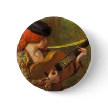 Young Spanish Woman by Pierre Auguste Renoir Pinback Button