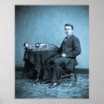 Young Thomas Edison and his Phonograph Machine Posters