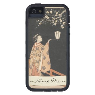 Young Woman Admiring Plum Blossoms at Night art iPhone 5 Case