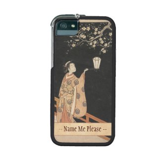 Young Woman Admiring Plum Blossoms at Night art Case For iPhone 5/5S