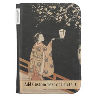 Young Woman Admiring Plum Blossoms at Night art Case For The Kindle