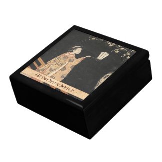 Young Woman Admiring Plum Blossoms at Night art Gift Boxes