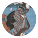 Young woman at Sanbashi, Utagawa Kuniyoshi stickers