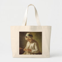Young Woman Knitting Canvas Bag
