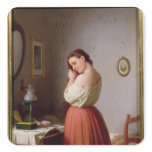 Young Woman Plaiting her Hair stickers