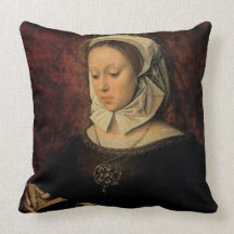 Young Woman Reading a Book of Hours (oil on panel) Pillows