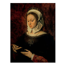 Young Woman Reading a Book of Hours (oil on panel) Post Card