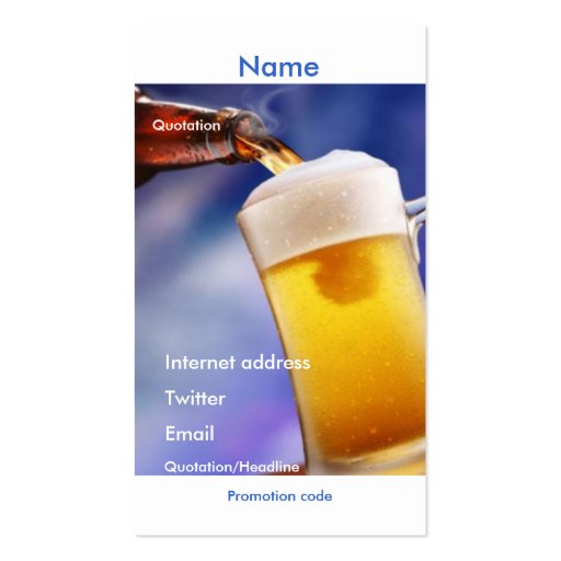Your beer promotional card business card template (front side)