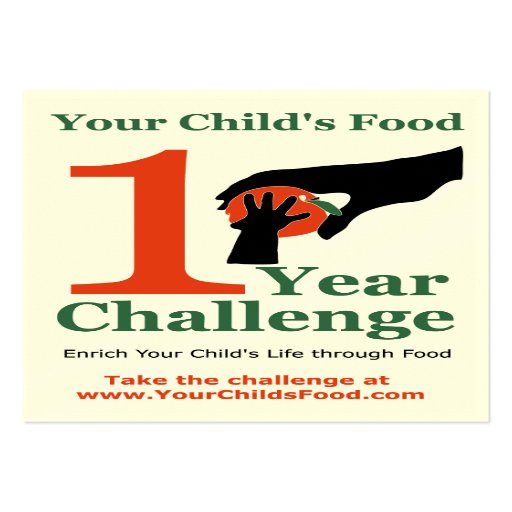 Your Child's Food 1 Year Challenge Card Business Card Templates