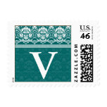 YOUR COLOR Elegant Damask Lace Monogram V stamp