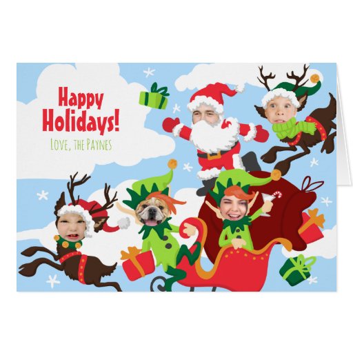Your Face Here! Family of 5 Funny Christmas Card Zazzle
