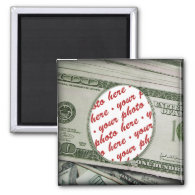 Your Face on the $100 Bill! Add-A-Photo 2 Inch Square Magnet