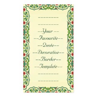 Your Favourite Quote Decorative Border Template Business Card Templates