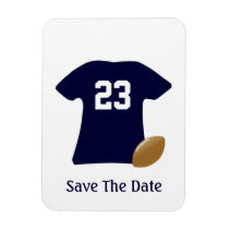 Your Football Shirt With Ball Save The Date Magnet at Zazzle