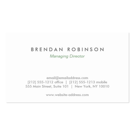 YOUR INITIALS LOGO on GREEN No. 2 Business Card (back side)