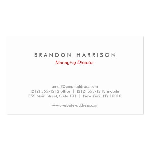 YOUR INITIALS LOGO on RED No. 2 Business Card (back side)